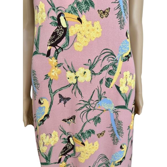 Reformation Midi Slip Dress Chianti Blush Pink Conga Tropical floral birds Small - Picture 6 of 13